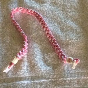 Breast cancer 14” weave Necklace pink & white.